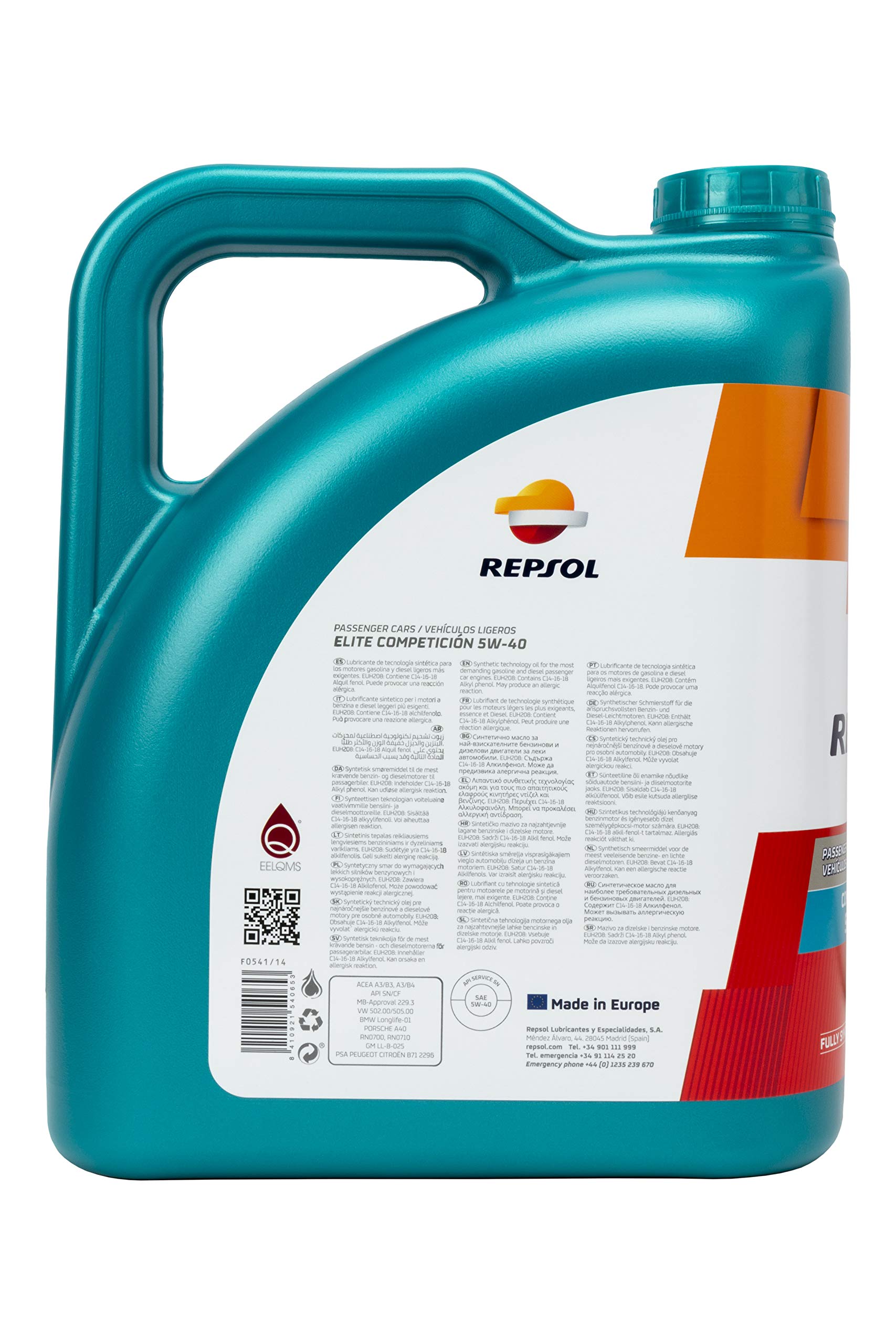 Repsol Elite Competicion 5W-40 Engine Oil : Amazon.com.be: Automotive